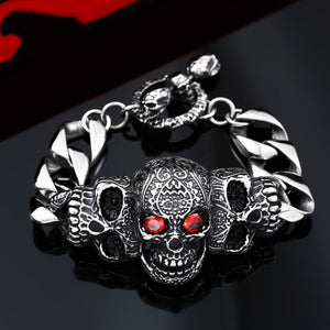 Titanium Steel Inlaid Gemstone Domineering Gabala Skull Bracelet