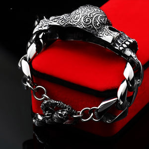 Titanium Steel Inlaid Gemstone Domineering Gabala Skull Bracelet