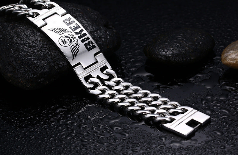 316L Stainless Steel Skull Double Chain Bracelet