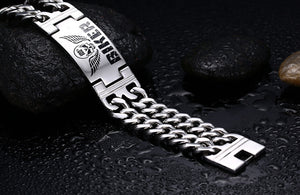 316L Stainless Steel Skull Double Chain Bracelet