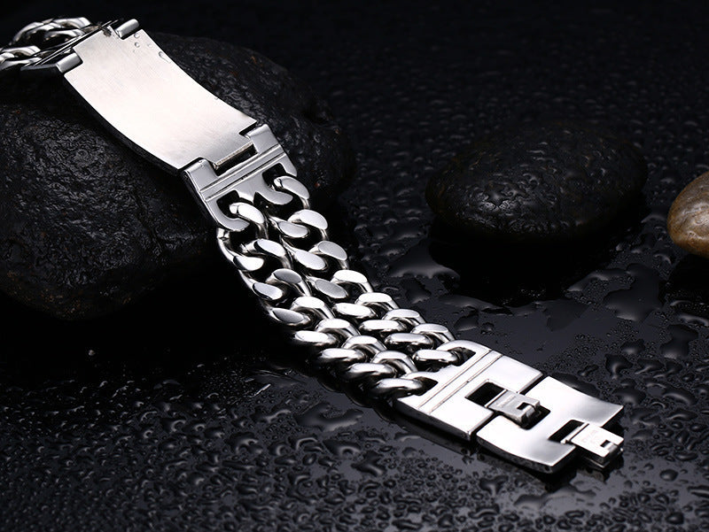 316L Stainless Steel Skull Double Chain Bracelet