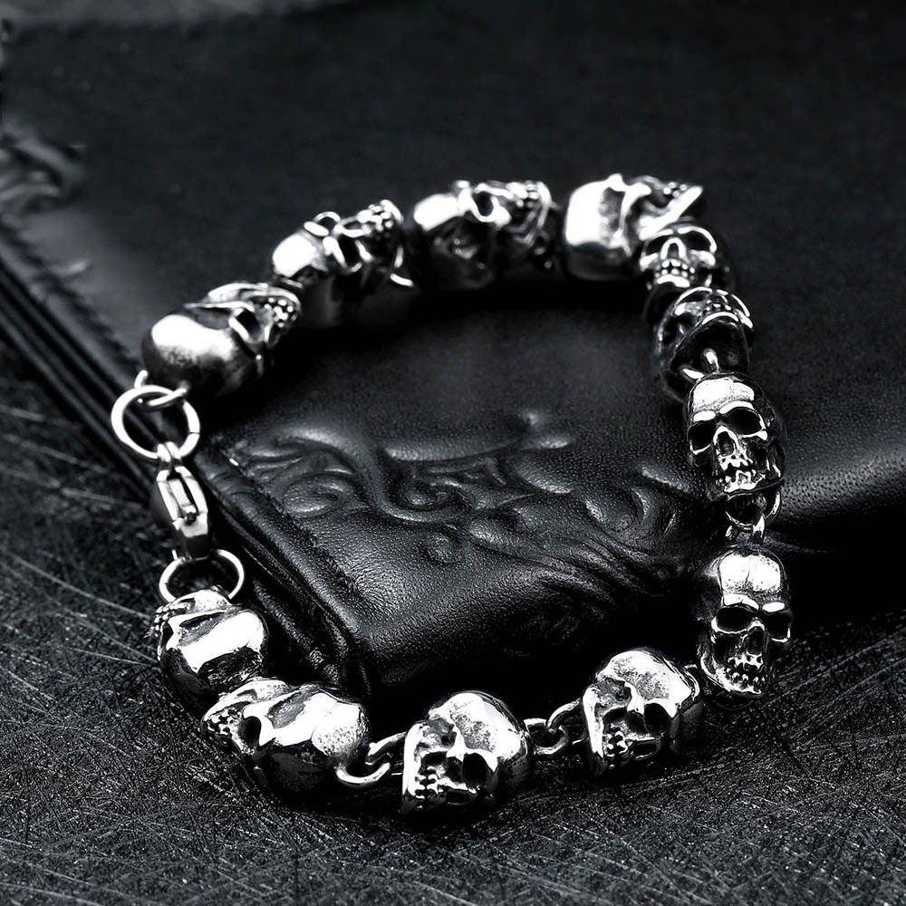 Steel Warrior Titanium Steel Men's Skull Bracelet