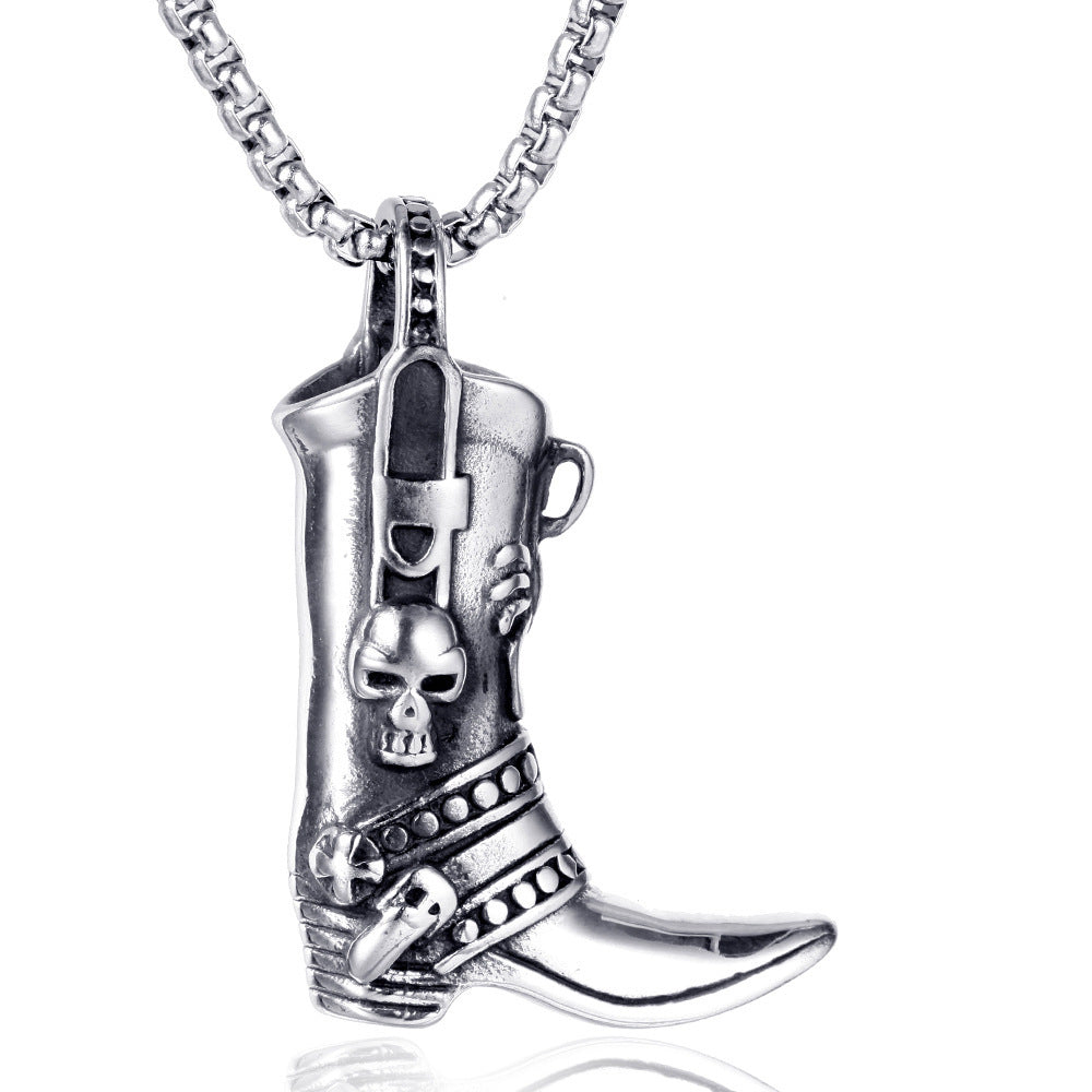 Men's Stainless Steel Skull Cowboy Boot