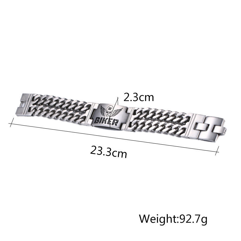 316L Stainless Steel Skull Double Chain Bracelet