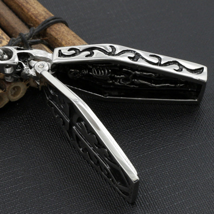 Openable Titanium Steel Official Fortune Skull Pendant