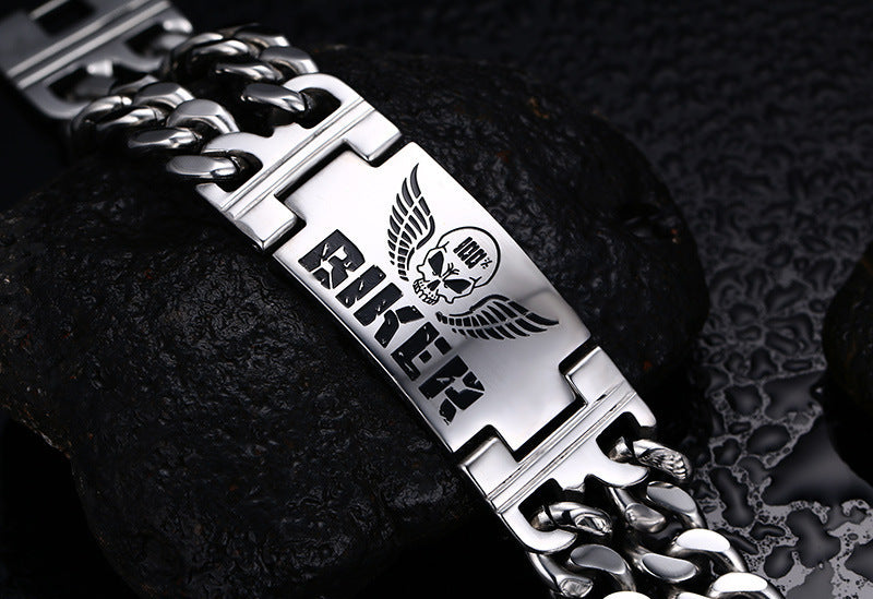 316L Stainless Steel Skull Double Chain Bracelet