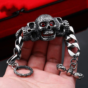 Titanium Steel Inlaid Gemstone Domineering Gabala Skull Bracelet