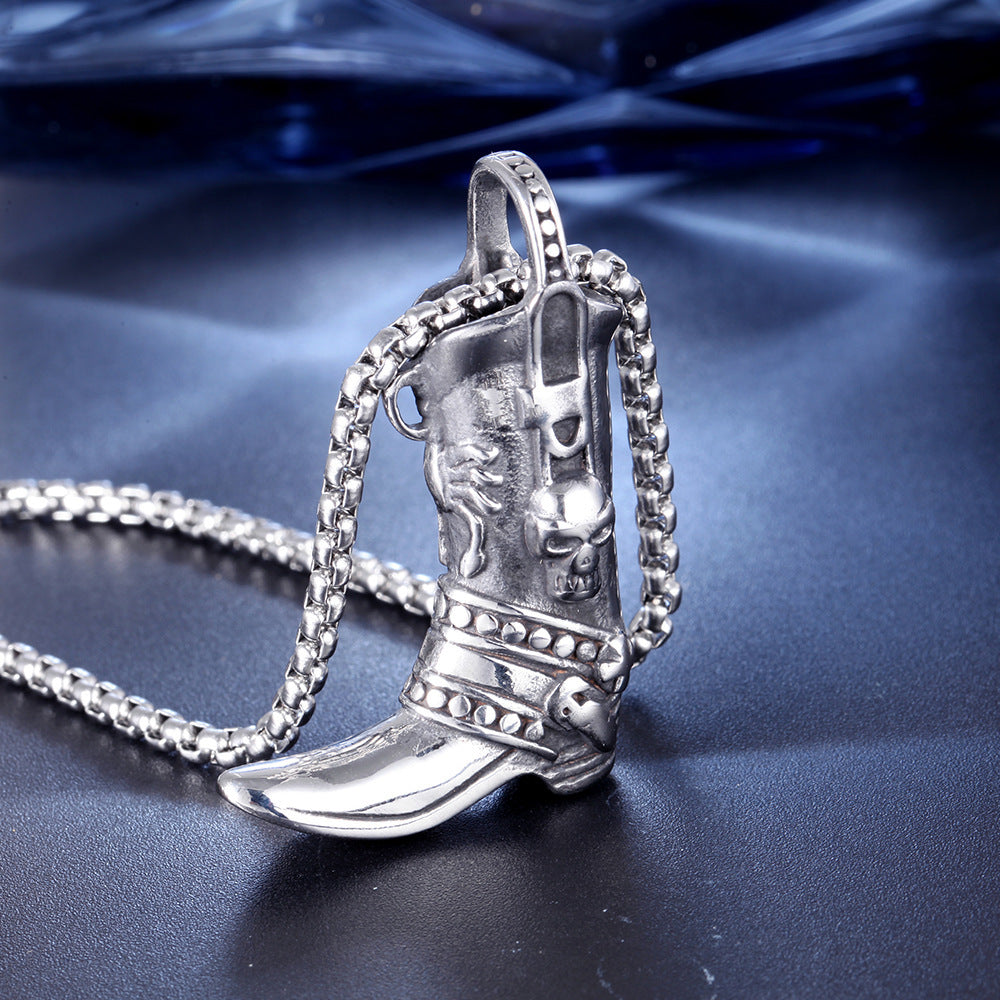 Men's Stainless Steel Skull Cowboy Boot