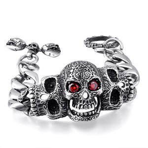 Titanium Steel Inlaid Gemstone Domineering Gabala Skull Bracelet