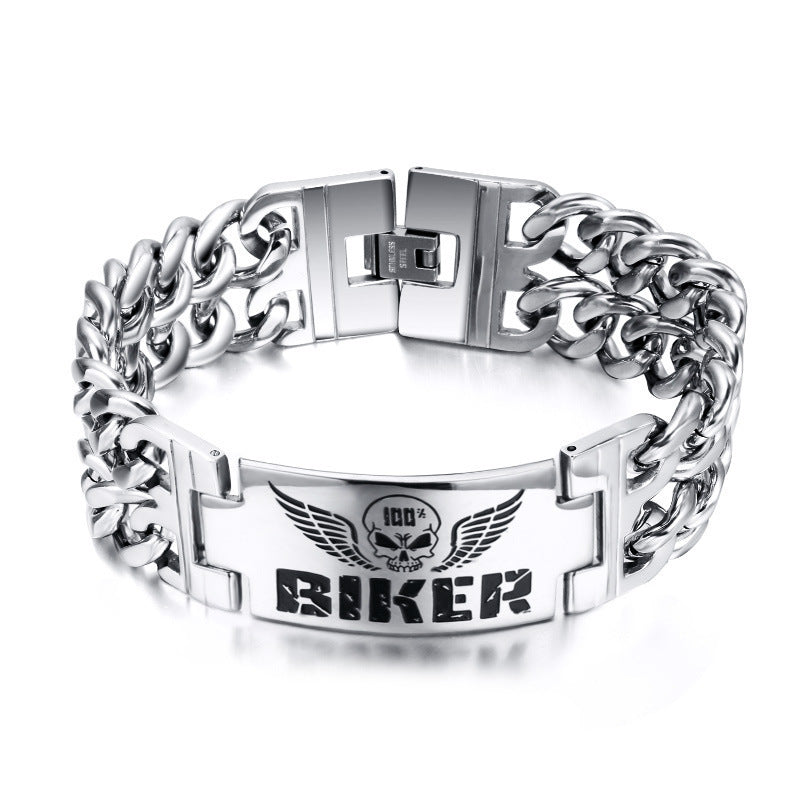 316L Stainless Steel Skull Double Chain Bracelet