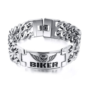 316L Stainless Steel Skull Double Chain Bracelet