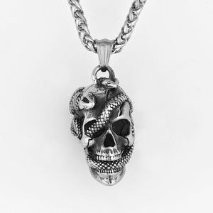 Personality Snake Head Skull Titanium Steel Pendant For Men
