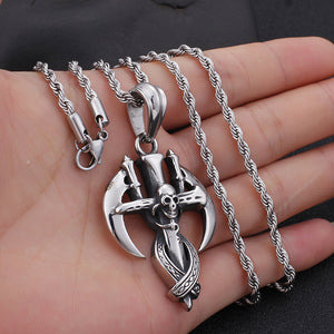Stainless Steel Skull Reaper Scythe Pendant