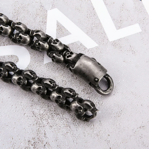 Stainless Steel Shiny Matte Skull Charm Link Chain Brecelet