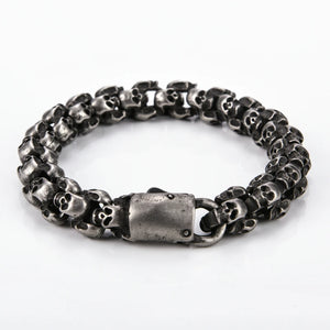 Stainless Steel Shiny Matte Skull Charm Link Chain Brecelet