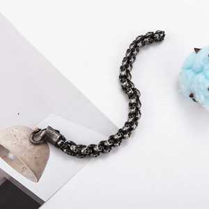 Stainless Steel Shiny Matte Skull Charm Link Chain Brecelet