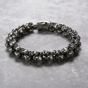 Stainless Steel Shiny Matte Skull Charm Link Chain Brecelet