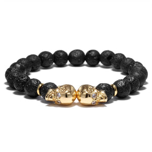 Double Skull Head Design Beads Bracelet