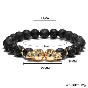 Double Skull Head Design Beads Bracelet