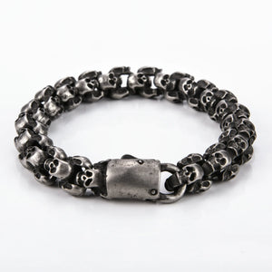 Stainless Steel Shiny Matte Skull Charm Link Chain Brecelet