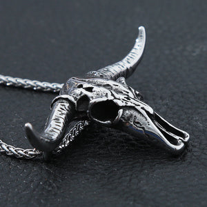 Bull Head Skull Pendant Stainless Steel Biker Animal Skull