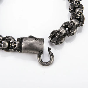 Stainless Steel Shiny Matte Skull Charm Link Chain Brecelet