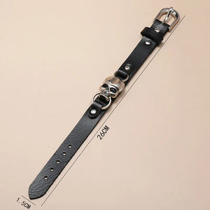 Punk Leather Skull Skeleton Biker Bracelet