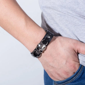 Punk Leather Skull Skeleton Biker Bracelet