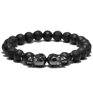 Double Skull Head Design Beads Bracelet