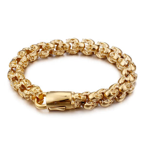 Stainless Steel Shiny Matte Skull Charm Link Chain Brecelet