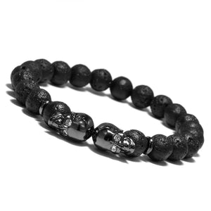 Double Skull Head Design Beads Bracelet
