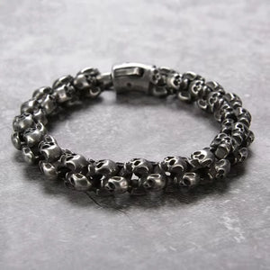 Stainless Steel Shiny Matte Skull Charm Link Chain Brecelet