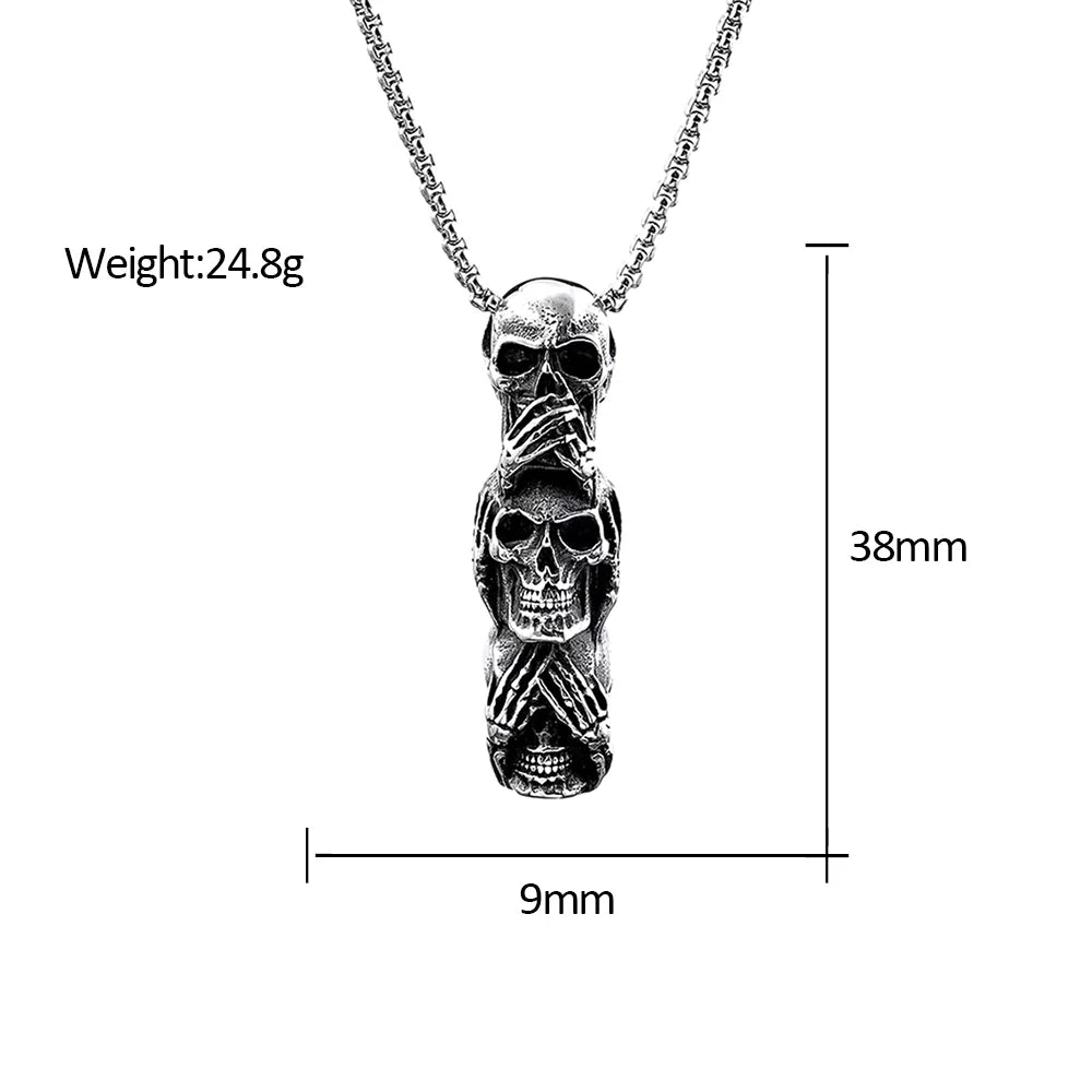 Triple Skull Pendant