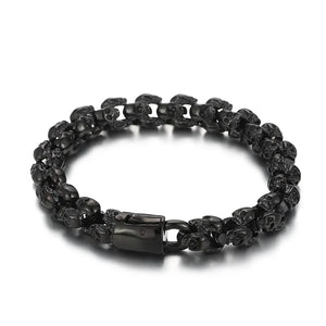 Stainless Steel Shiny Matte Skull Charm Link Chain Brecelet