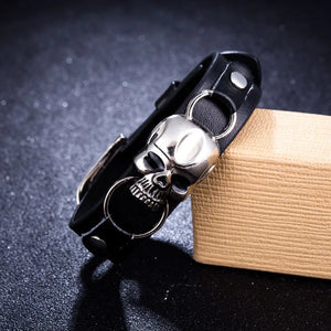 Punk Leather Skull Skeleton Biker Bracelet