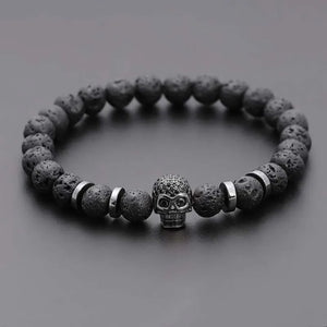 Black Eye Skull Hematite Bead Bracelet