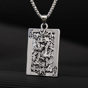 Playing Card King Skull Pendant Necklace
