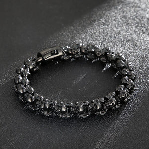 Stainless Steel Shiny Matte Skull Charm Link Chain Brecelet