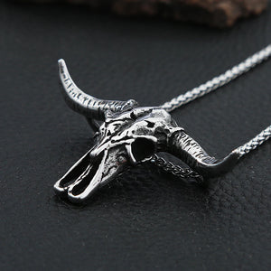 Bull Head Skull Pendant Stainless Steel Biker Animal Skull