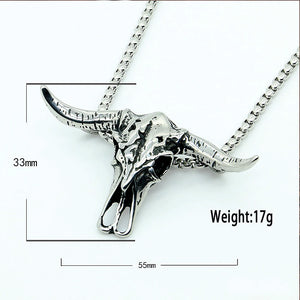 Bull Head Skull Pendant Stainless Steel Biker Animal Skull