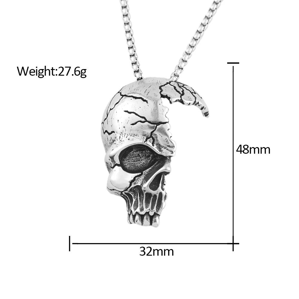 Half Skull  Stainless Steel Necklace