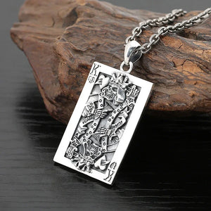 Playing Card King Skull Pendant Necklace