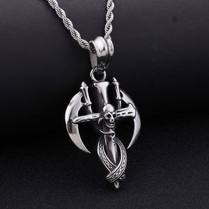 Stainless Steel Skull Reaper Scythe Pendant