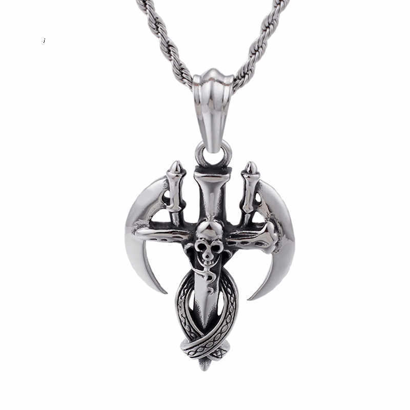 Stainless Steel Skull Reaper Scythe Pendant