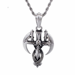Stainless Steel Skull Reaper Scythe Pendant